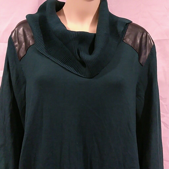 Style Co Womens Mixed Stitch Cowlneck Tunic Red Size Large