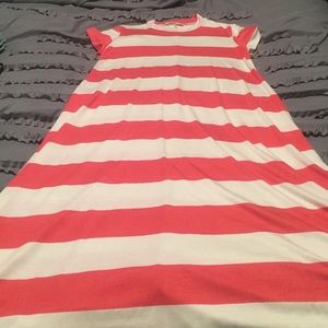 Pink and white strip dress