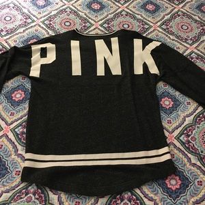 PINK pullover sweatshirt, Dark Heather Grey