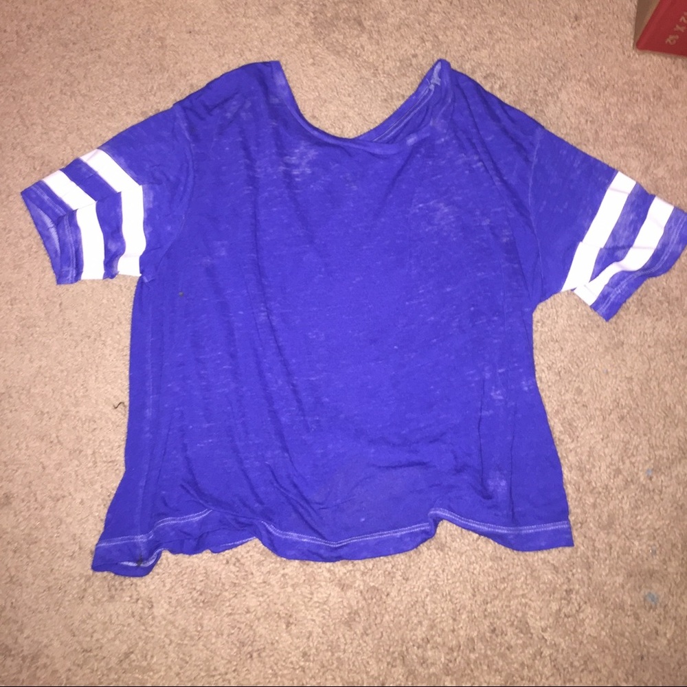 blue jersey crop top