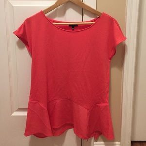 Coral short sleeve peplum top