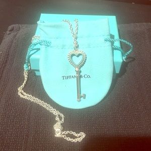 Tiffany & co blue enamel key necklace