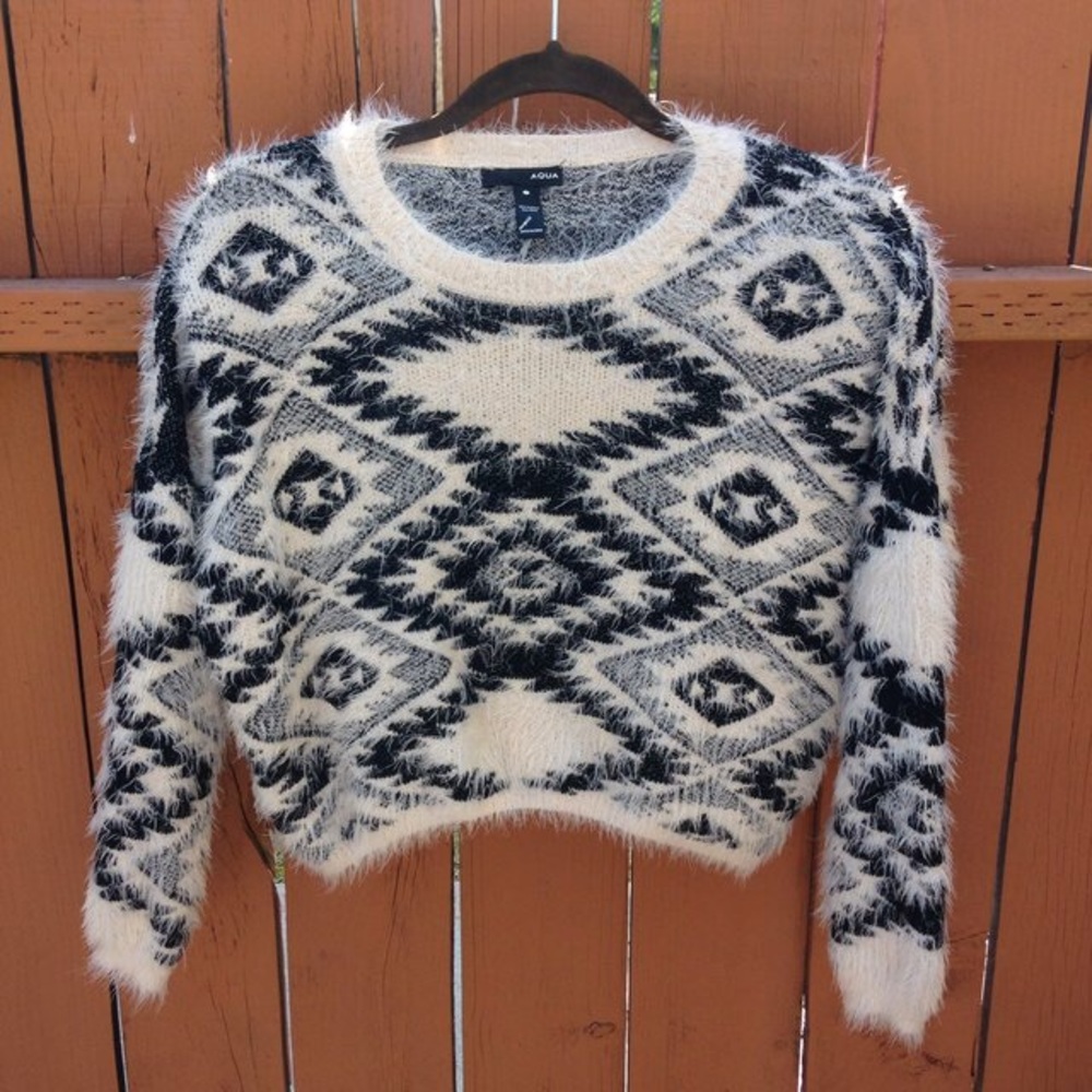 Cropped Ikat Wool Sweater