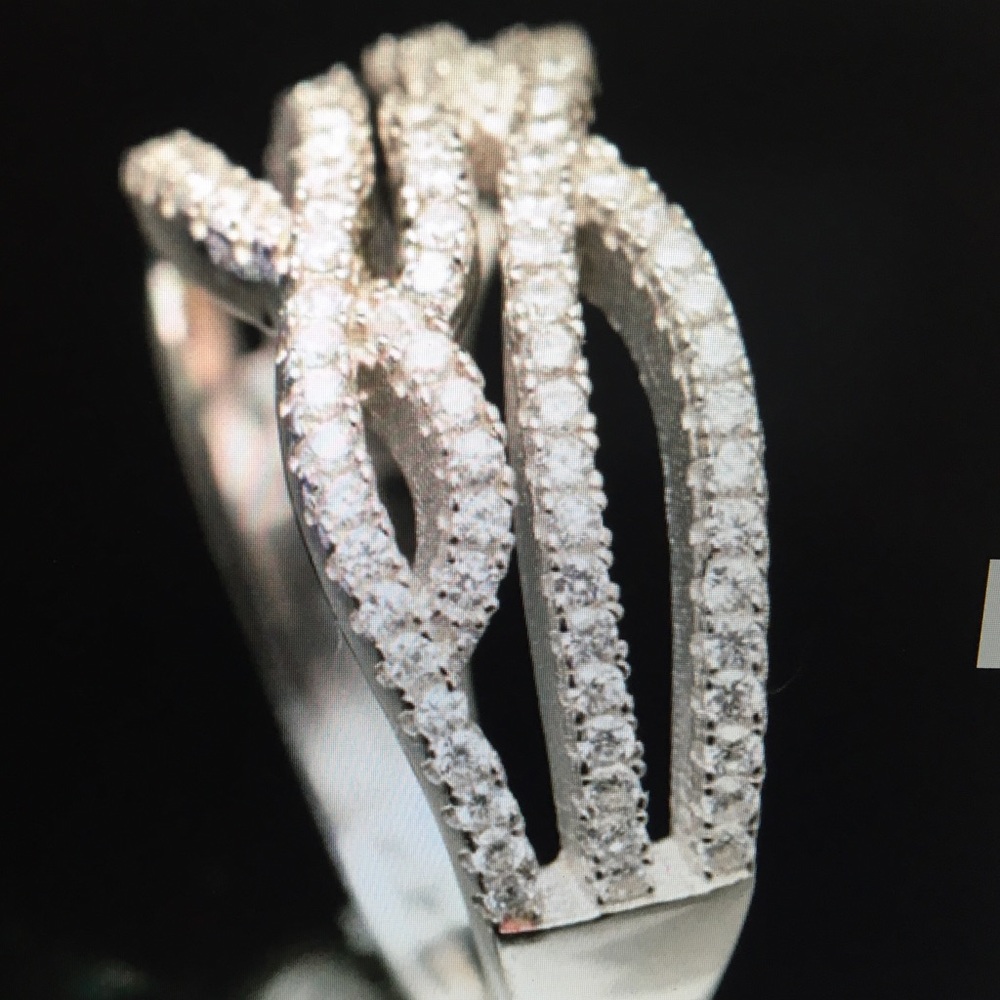 Sterling silver, cubic zirconia free-form ring