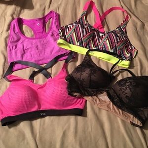 4 bras. 3 Victoria secret and one exersion brand.