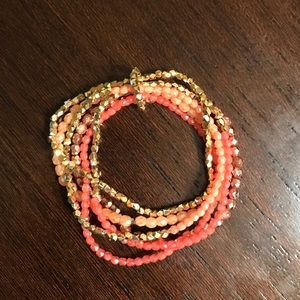 Coral and gold bracelet set