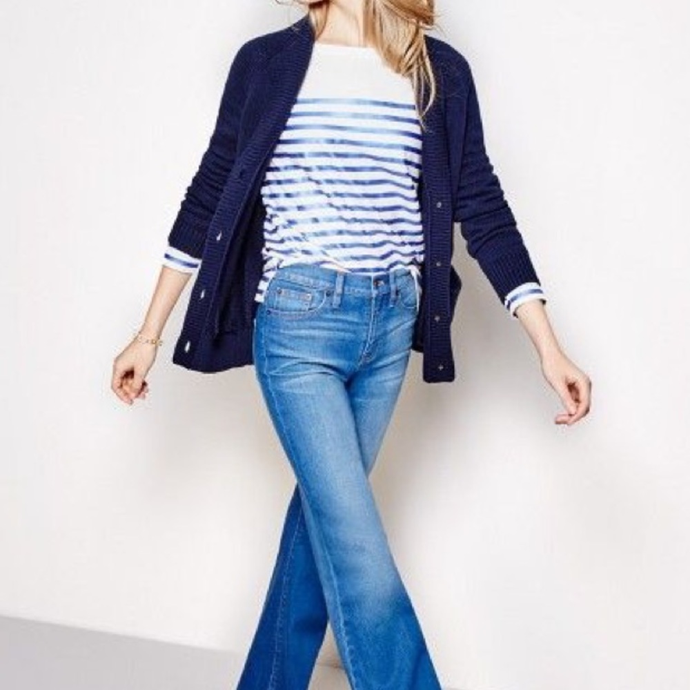 J. Crew Striped Long Sleeve - shiny and blue