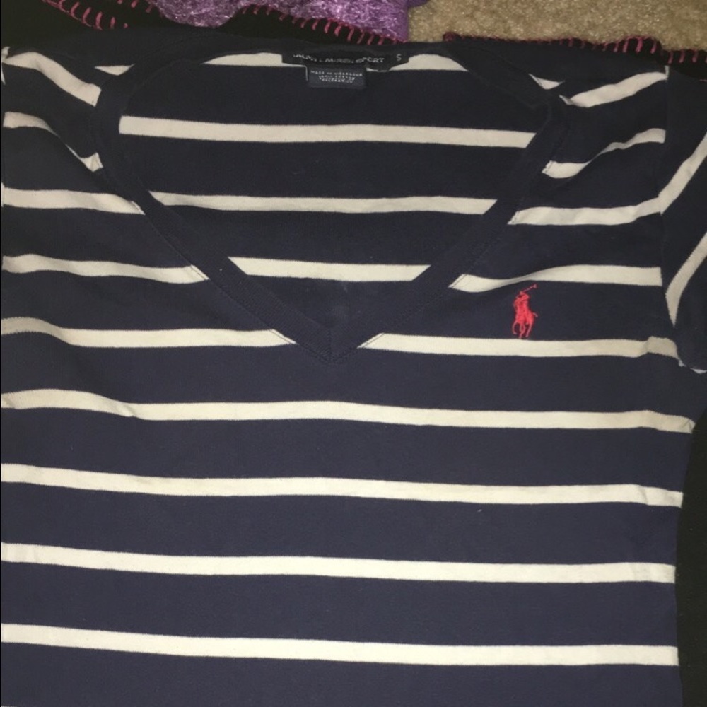 Navy blue stripped polo shirt