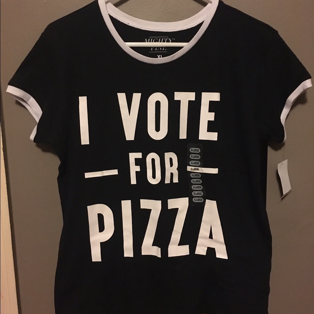 "I Vote for Pizza" Black & White T-Shirt