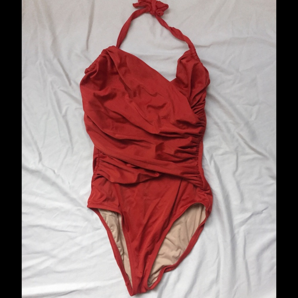 J. Crew ruched crossover halter one piece swimsuit