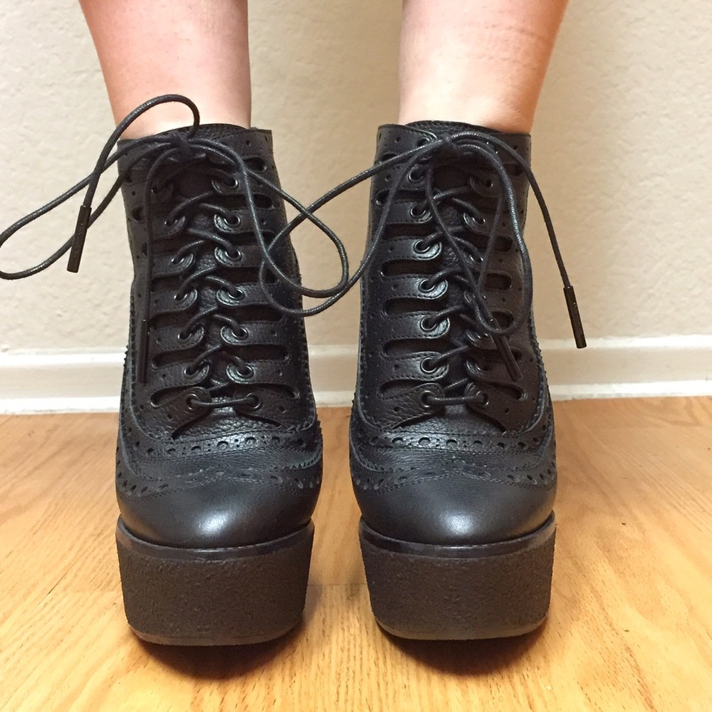 Burberry Prorsum Brogue Wedge Lace Up Ankle Boot