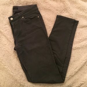 Green/grey waxed jeans