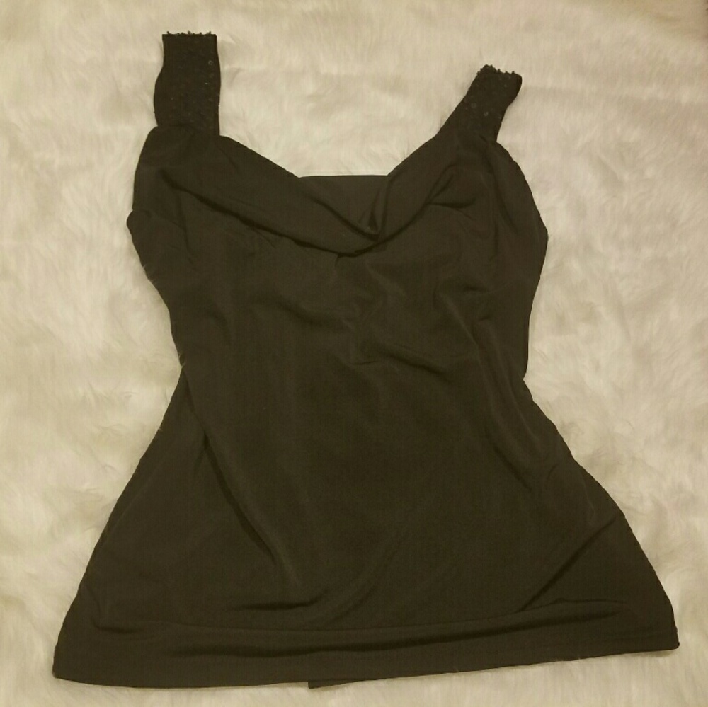 NWT WHBM Sequin Strap Drape Collar Sleeveless