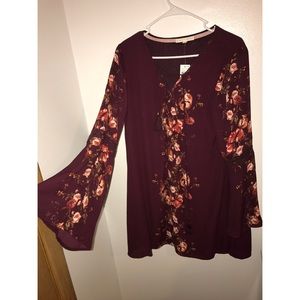 Floral lace-up tunic