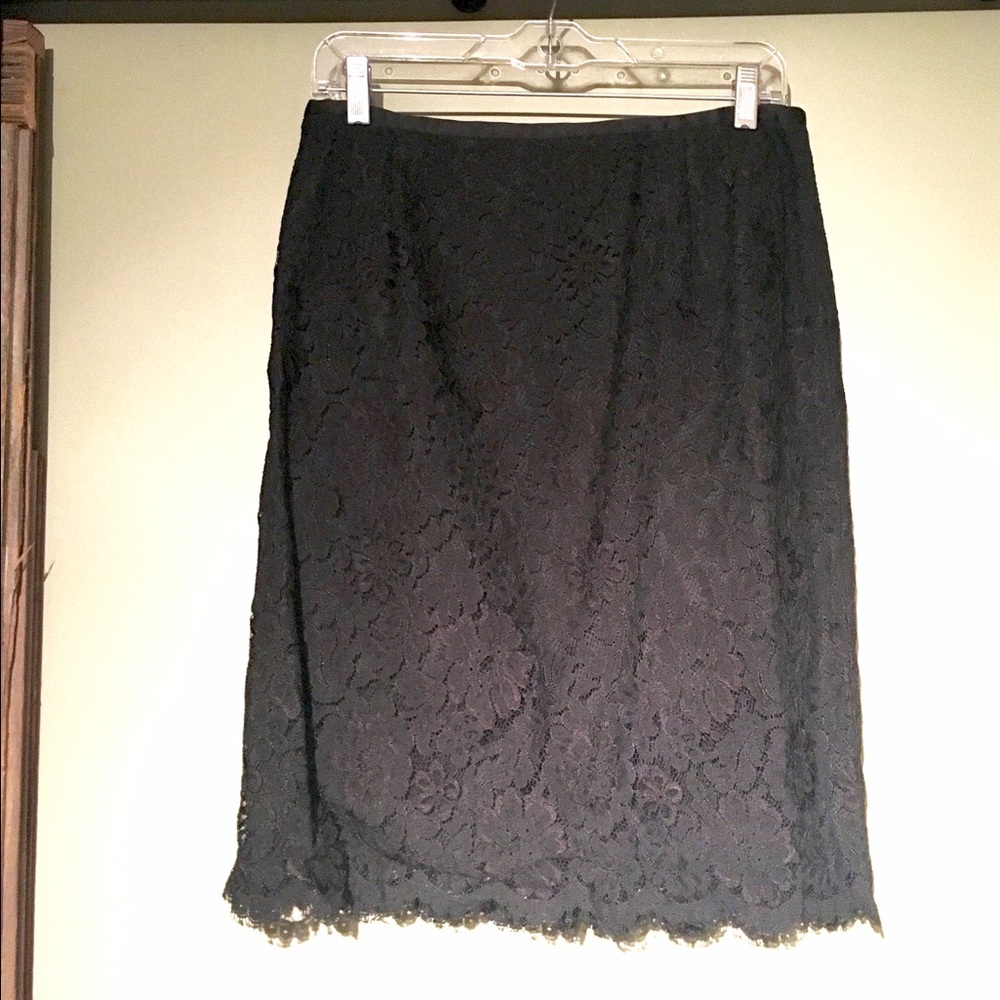 Ann Taylor Black Lace Pencil Skirt