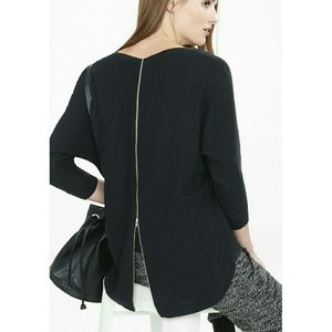 🚫ITEM SOLD🚫 Black Zip Back Hi-lo Sweater