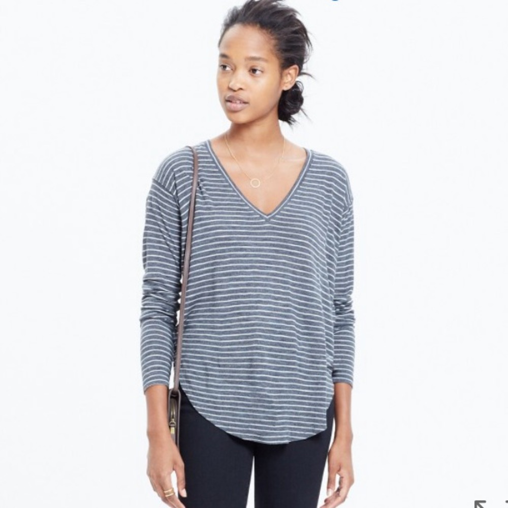 Madewell gray striped long sleeve