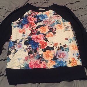 Navy Sweater with floral front