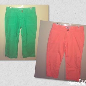 Old Navy peach and green capris