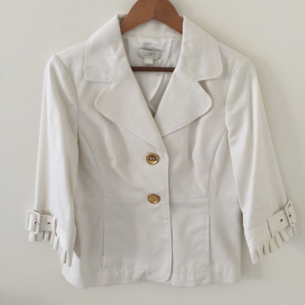 White Blazer with pleated cuffs by LOFT