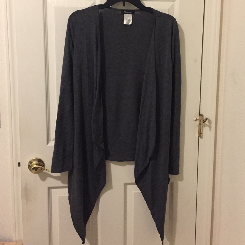 Grey Fleurish Drappy Cardigan - Size S