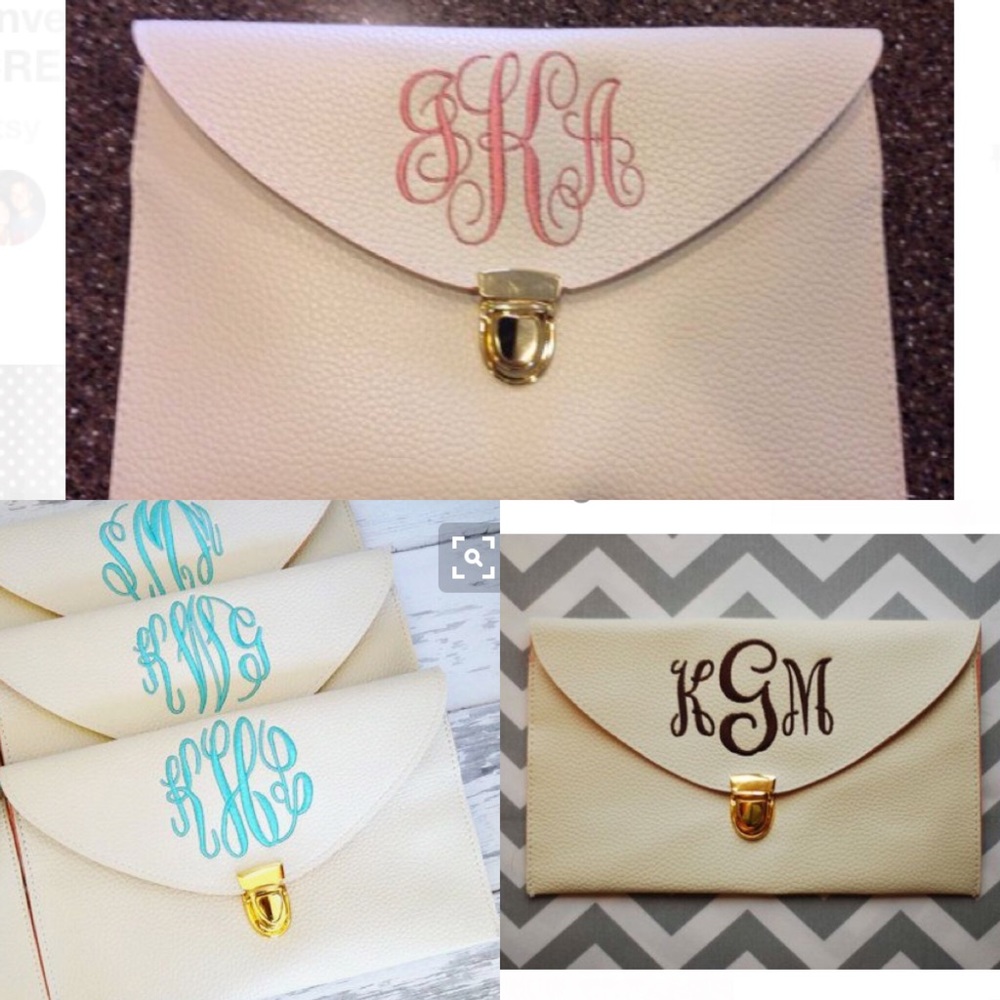 New! Cream leather Crossbody Envelope Clutch/Purse