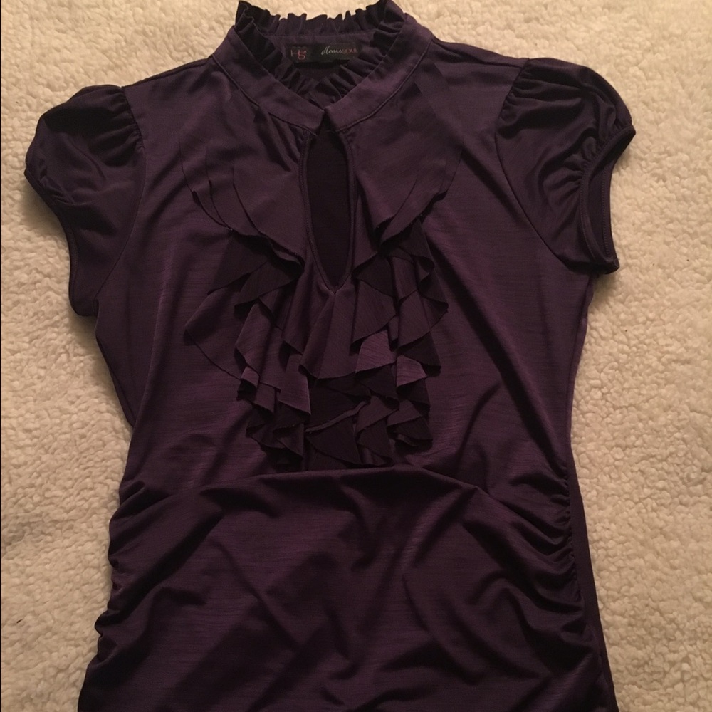 Heart and Soul Purple Blouse with Ruffle Top