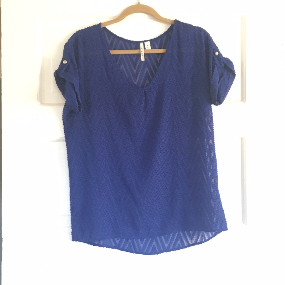 Blue Francesca's Ikat V-Neck Top
