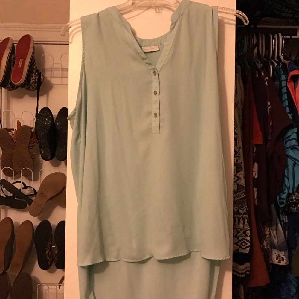 Mint high low tank top