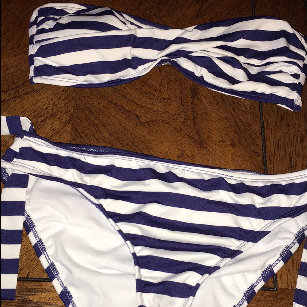 Navy and white stripes bikini