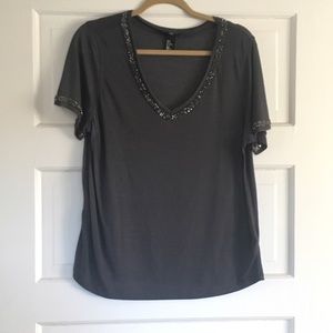 H&M Grey V-Neck Blouse