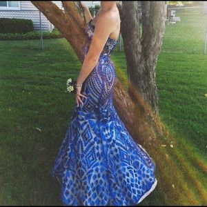 Blue Sequin strapless prom dress!!