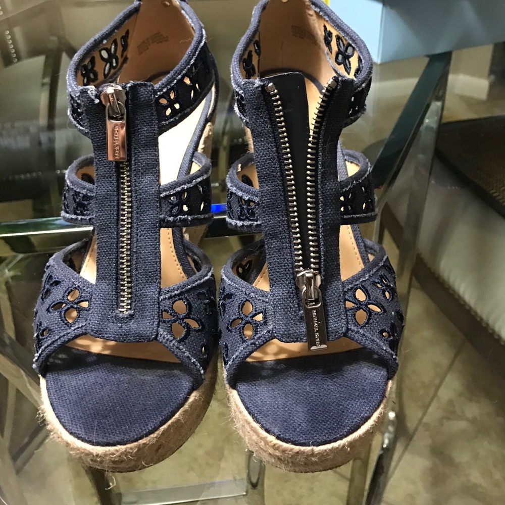 Denim Canvas Wedges Michael Kors