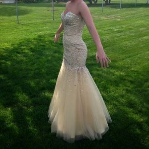 Yellow "butter" rhinestone bling prom dress!