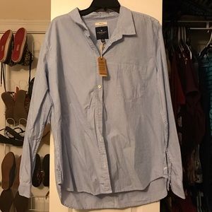 Blue and white striped button up from AE
