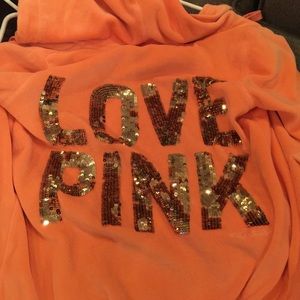 Pink sweats & zip up hoodie. With gold sequins