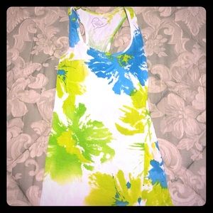 Blue and green flowered tank top