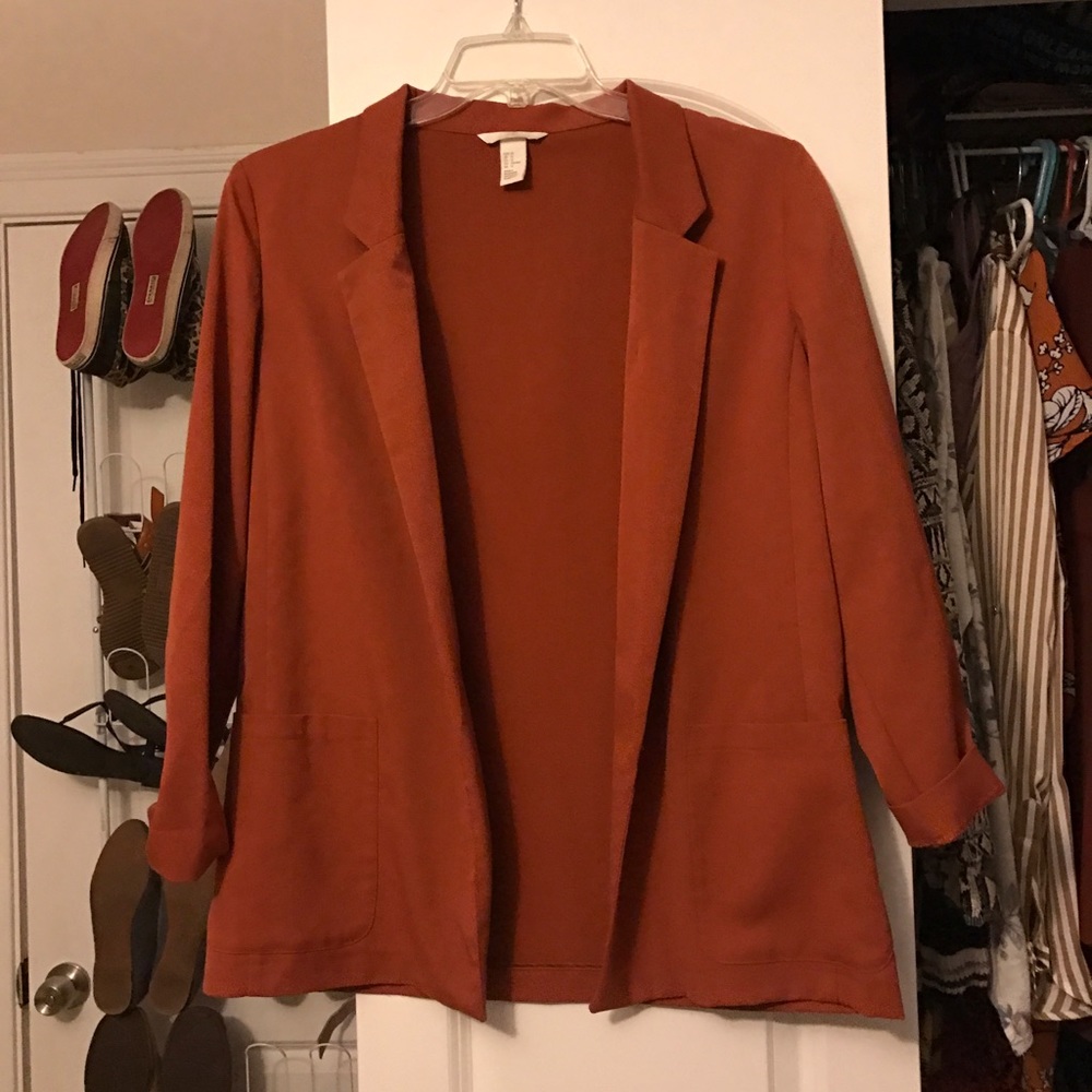 Rust orange open blazer