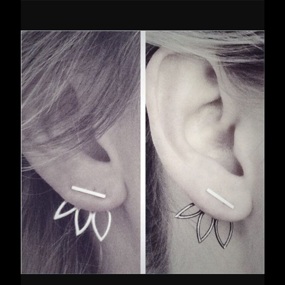 Back In stock!  Minimal lotus bar earrings