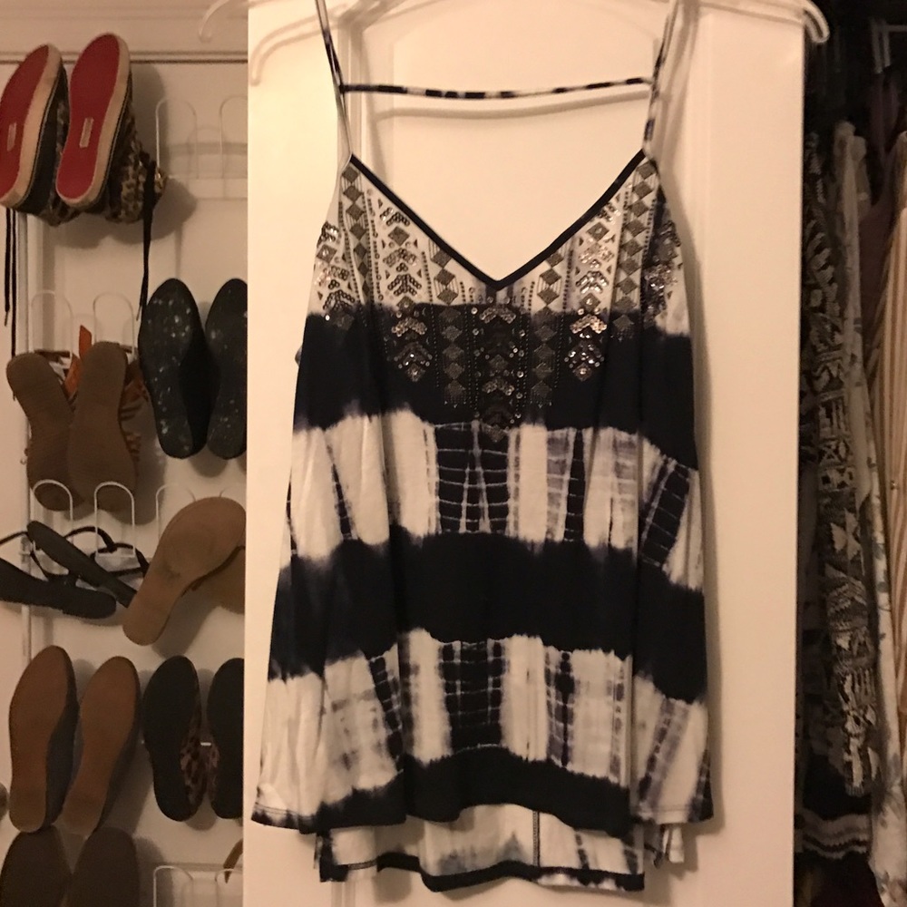 Blue and white Express tank top