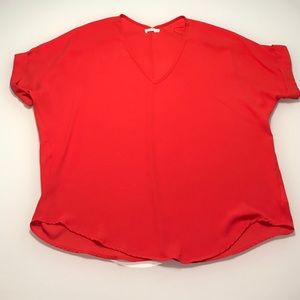 Lush Red V-Neck Top