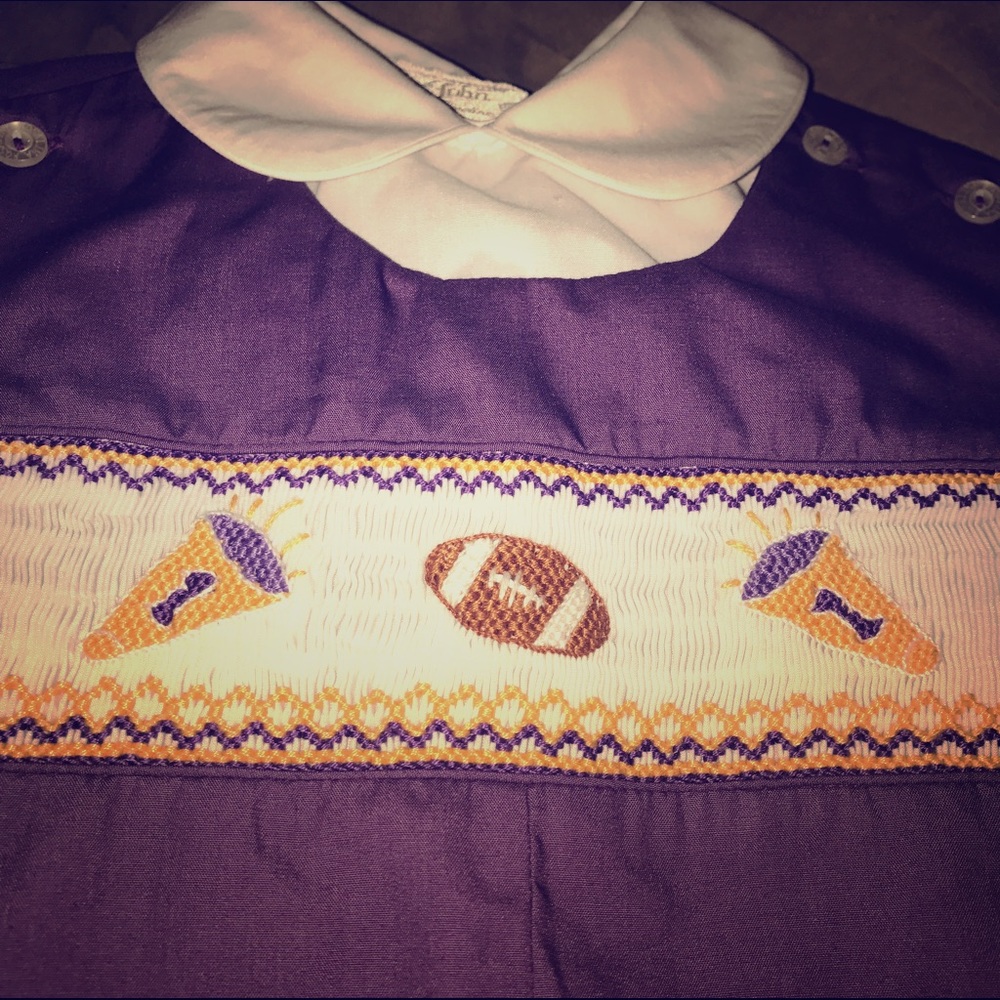 Boy's Smocked Romper with Football detail