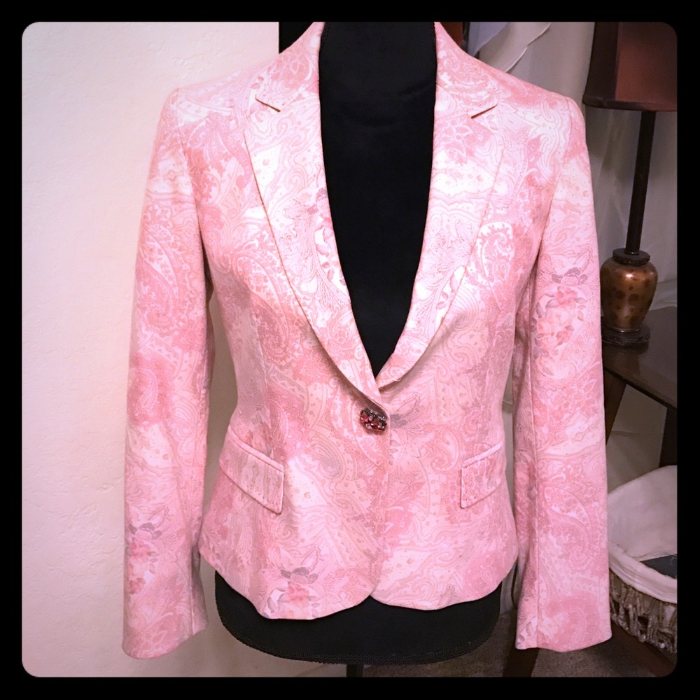 Elie Tahari blazer jacket paisley pink petite