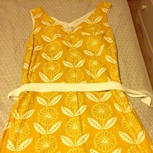 Mustard yellow with white flower dress