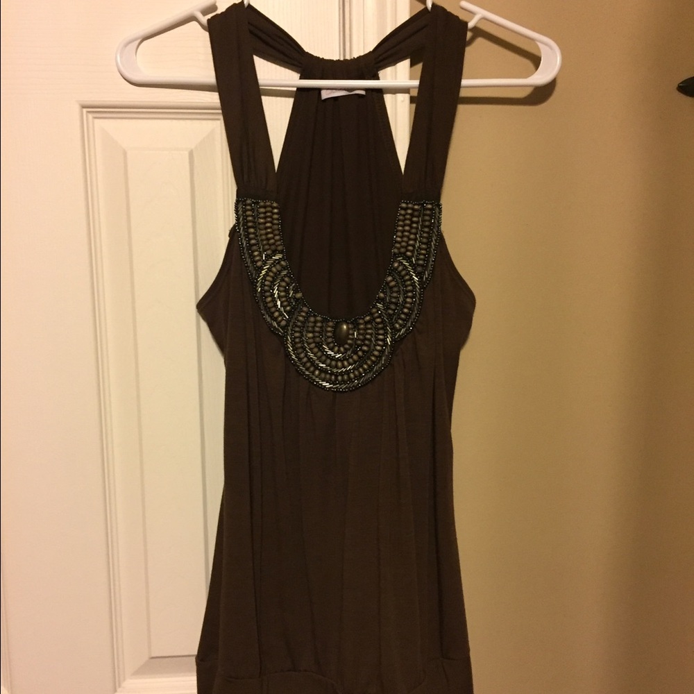 Super cute wooden beaded tank size small