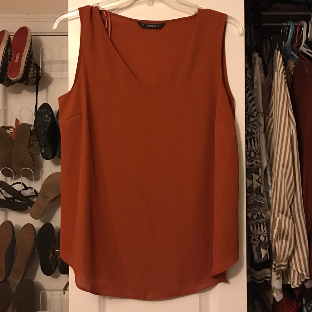 Rust orange chiffon tank top