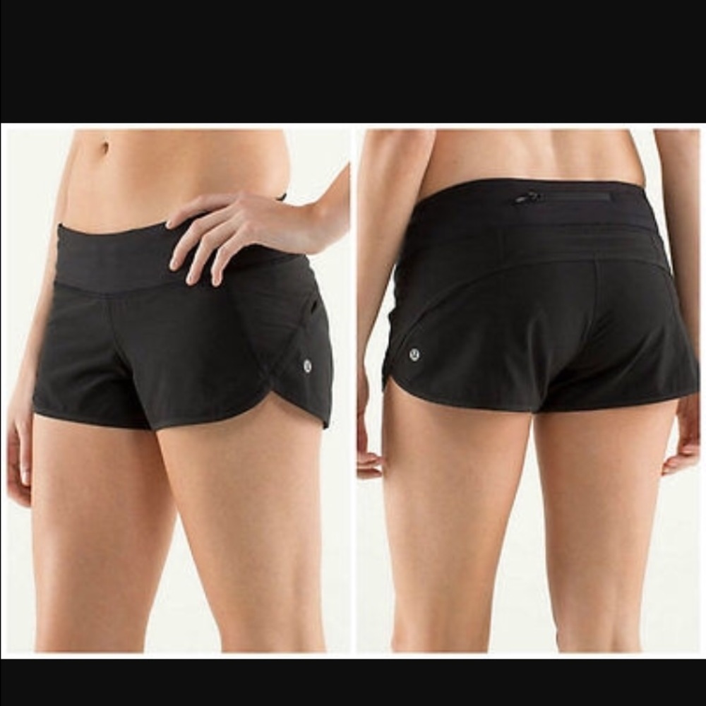 Lululemon black speed shorts sz 6