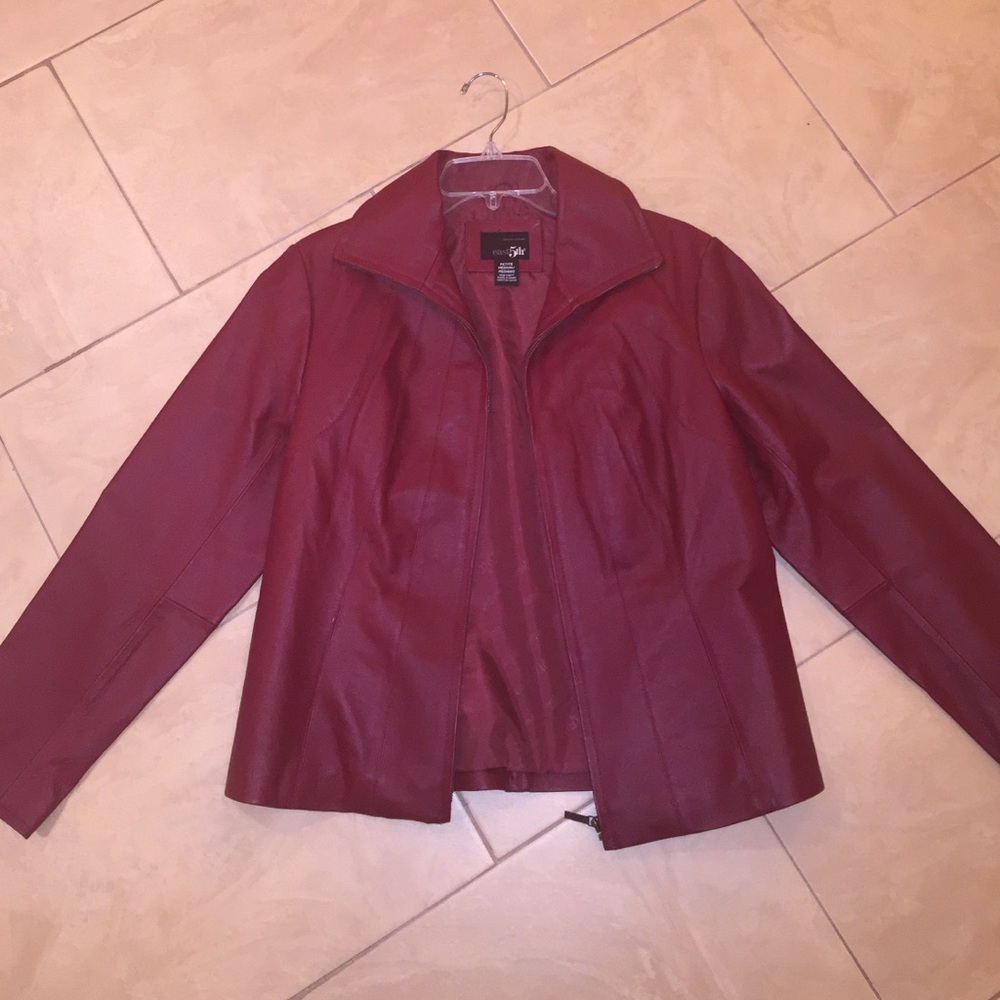 Maroon/Red Leather Jacket - Picture 2 of 2