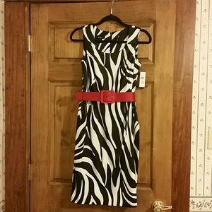 NWT Zebra Print Dress w/ Red Belt