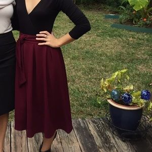 Burgundy midi skirt